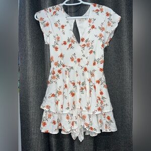 Altar'd State White and Orange Floral Kids Dress